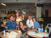 Cast members take a little break during shooting of "Lucky or Not"